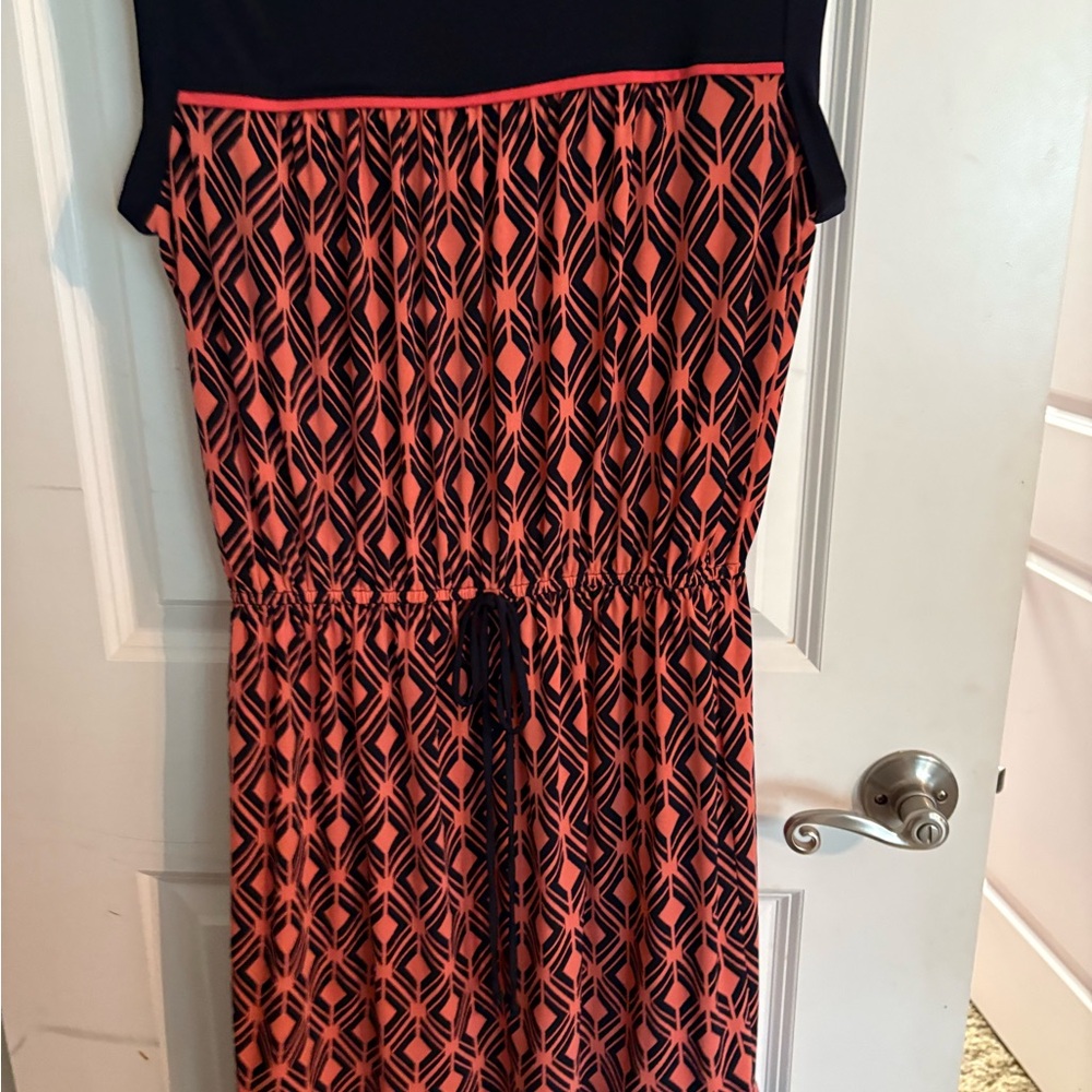 Enfocus Studio Orange and Blue Sleeveless Maxi Sundress
